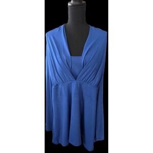 Studio 1940 Womens 3XL 18/20W Blue Sparkle Long Sleeve Polyester Top Shirt